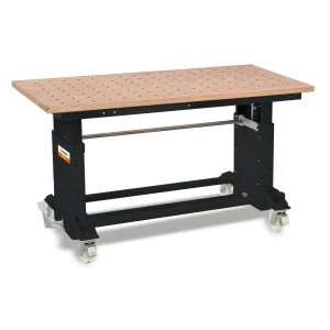 Arbets- och monteringsbord med bokmultiplex perforerad gallerplatta AMT 500 BL
