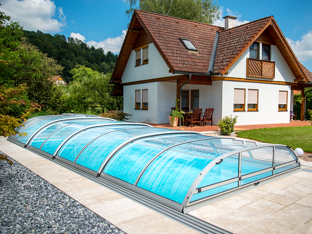 Pooltak Symphonie 3,50 x 5,50-7,50 m Klarglas 4 mm 3 sektioner - Bild 4